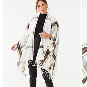 Fringe-Trim Plaid Shawl